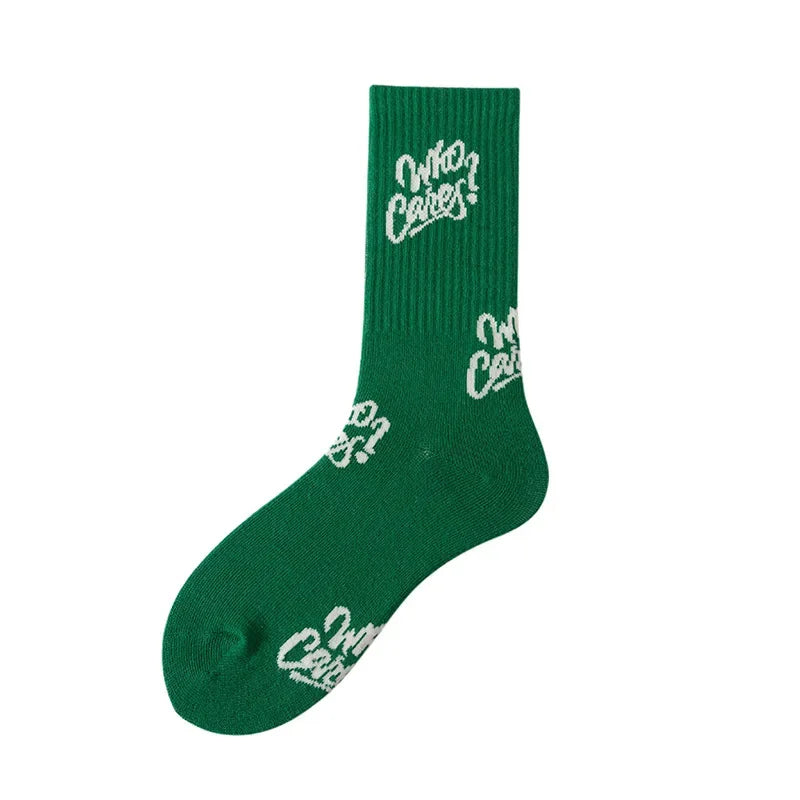 Green Japanese Cotton Mid Tube Socks
