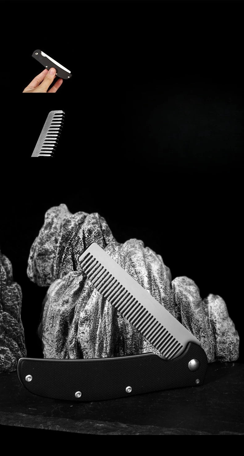 Metal Folding Beard Comb - Dual Purpose Hair And Mustache Styling Tool