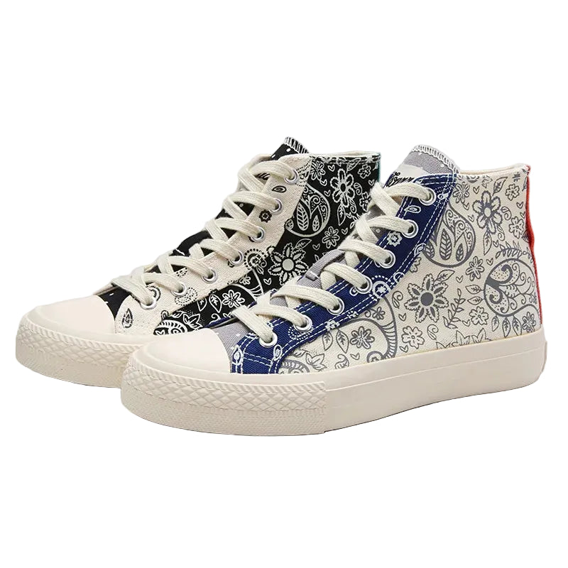 High Top Printed Canvas Sneakers