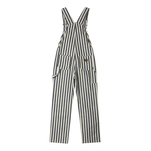 Men's Vintage American Retro Wabash Denim Striped Overalls - 100% Cotton