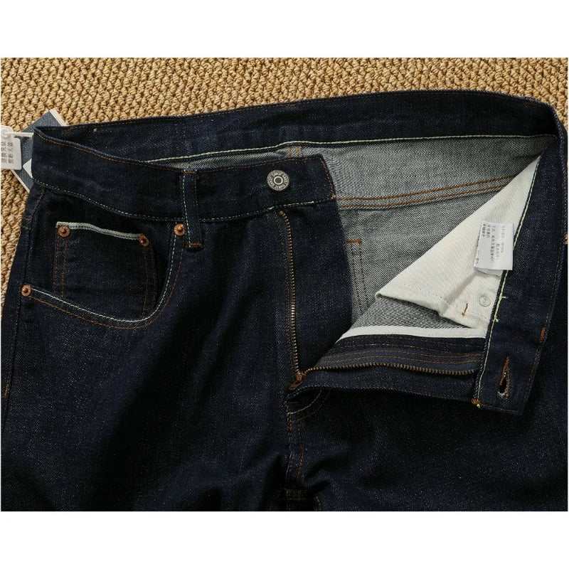 Original Color Raw Selvedge Denim Jeans - Straight Leg