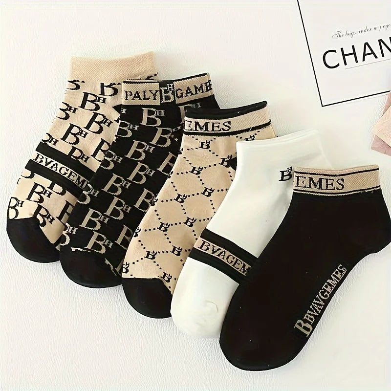 10 Pairs Striped Luxury Pattern Low Cut Socks