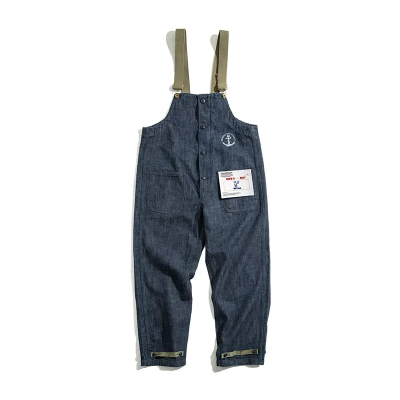 Denim Cargo Jumpsuit Overalls