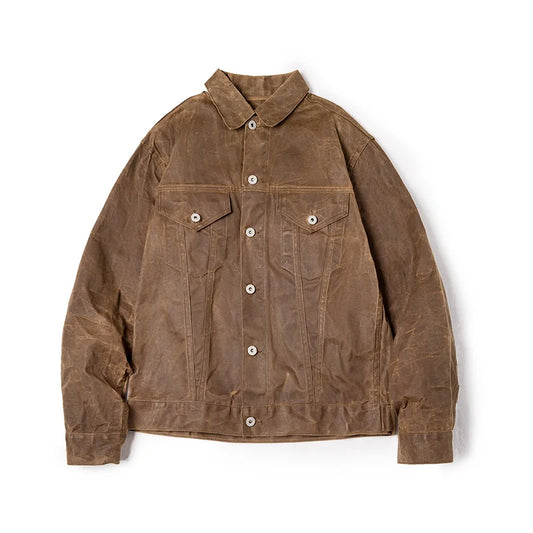 Men's Oil Waxed Canvas Jacket - Military Style