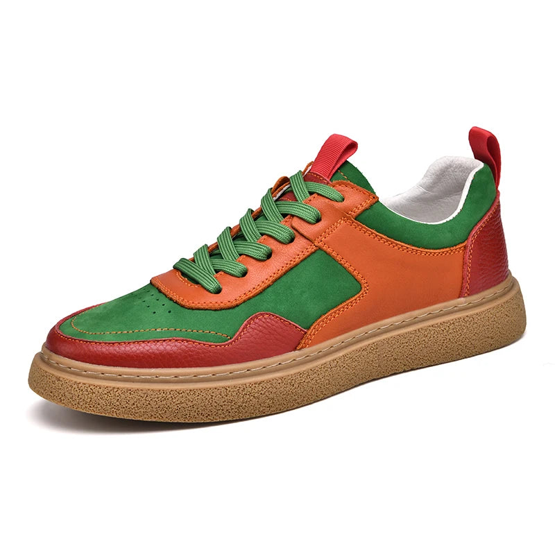 Men's Thick Soled Casual Leather Sports Sneakers