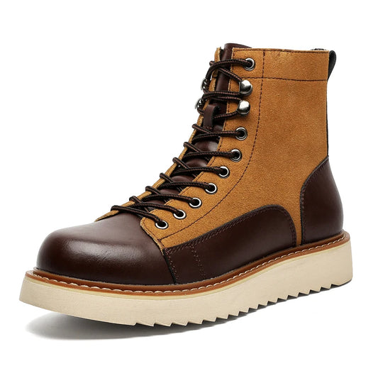 Men's Genuine Leather Ankle Boots | Outdoor Thick-Sole Casual Workwear