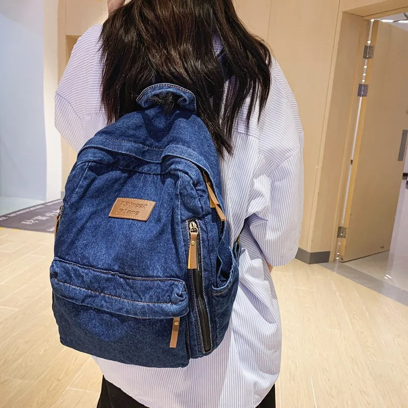 Large Capacity Denim Backpack