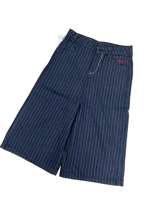 Women's Light Blue Japanese Wabash Calf Length Denim Jean Shorts