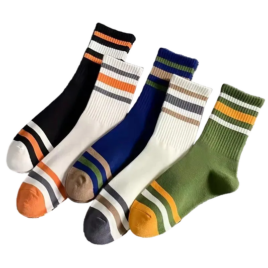 Men's Striped Mid Tube Socks - 5 Pairs