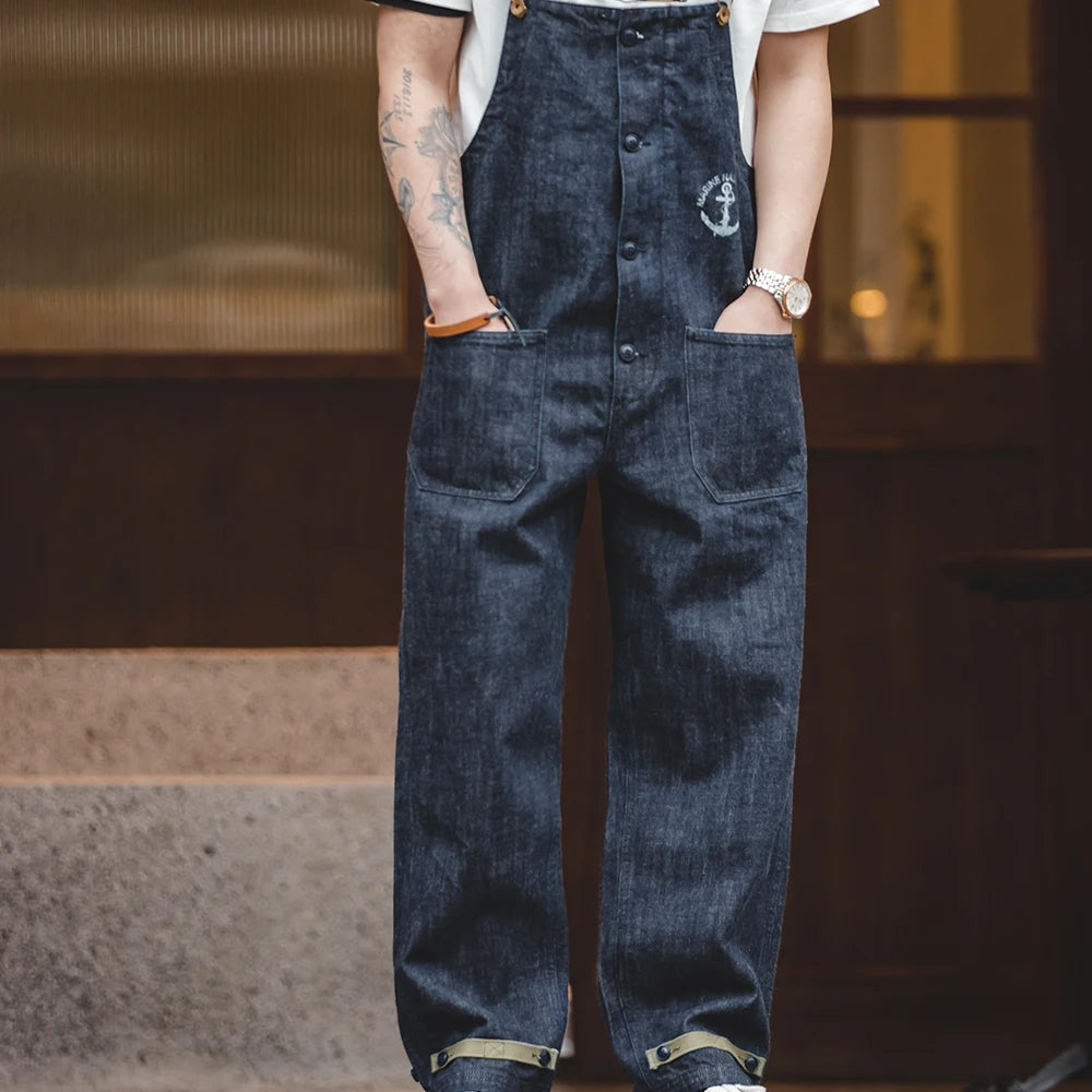 Denim Cargo Jumpsuit Overalls