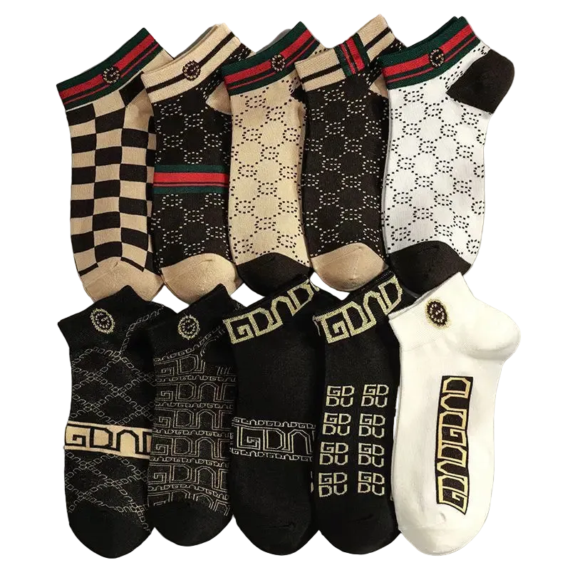 10 Pairs Men's Low Cut Luxury Brand Socks