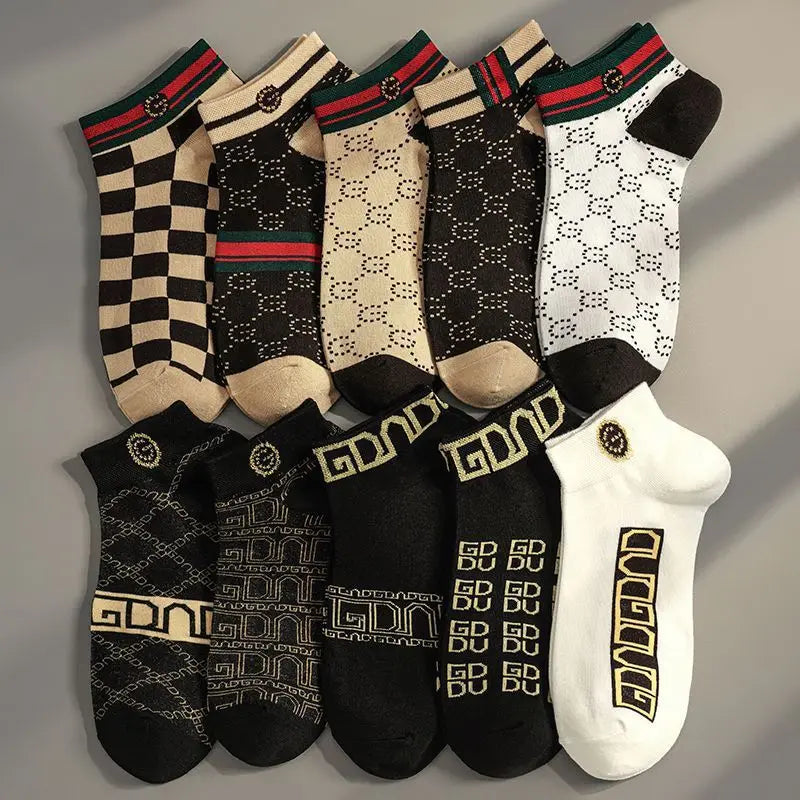 10 Pairs Men's Low Cut Luxury Brand Socks