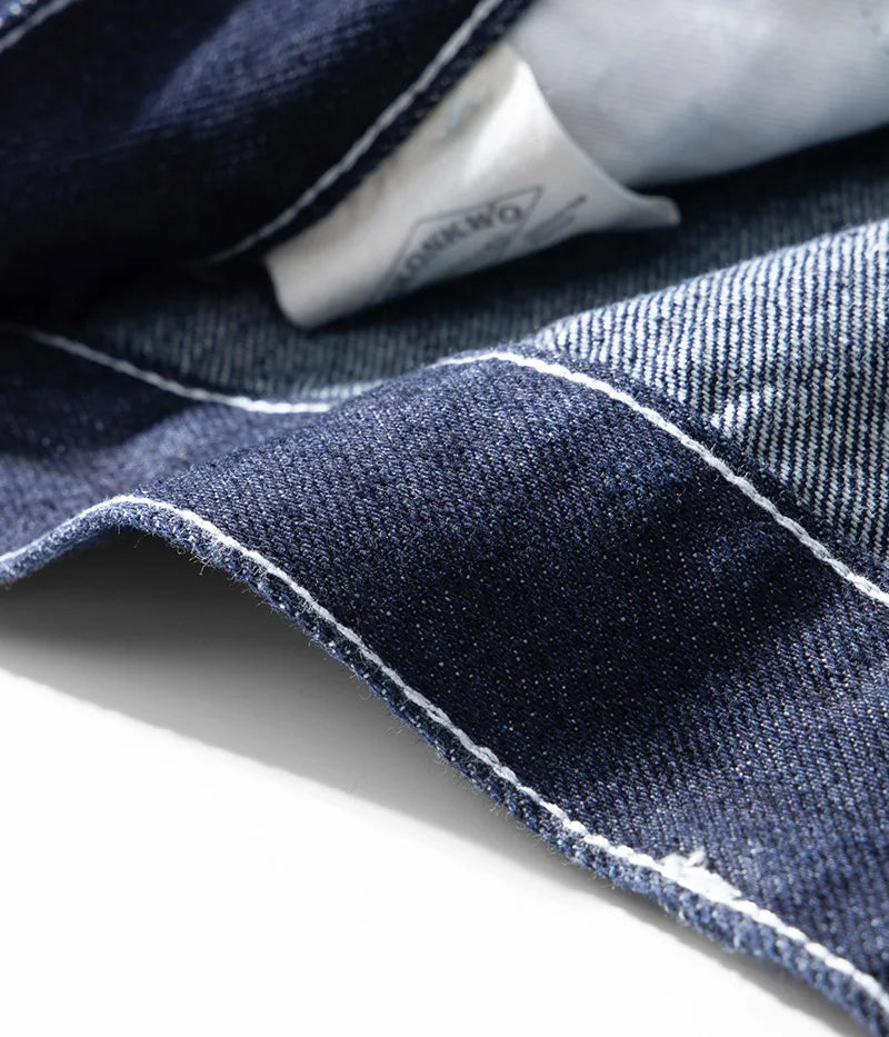 American Vintage Wabash Raw Denim Railroad Worker Jeans - Striped Work Pants