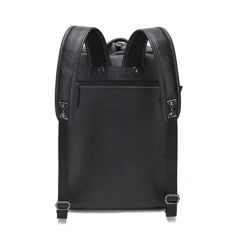 Solid Color Leather Backpack