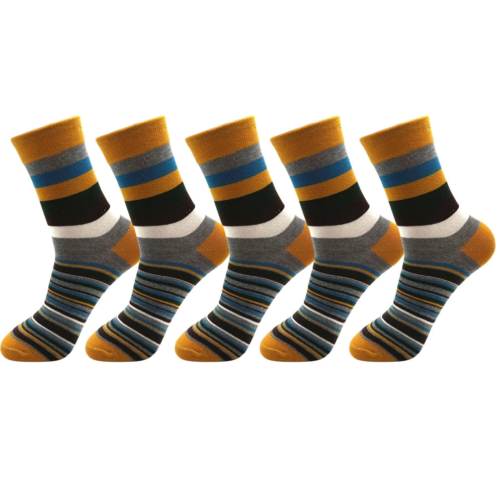 5 Pairs Men's Striped Cotton Socks
