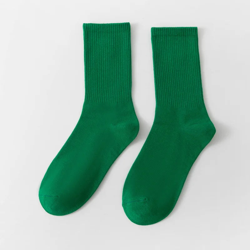 1 Pair Unisex Solid Color Breathable Cotton Socks