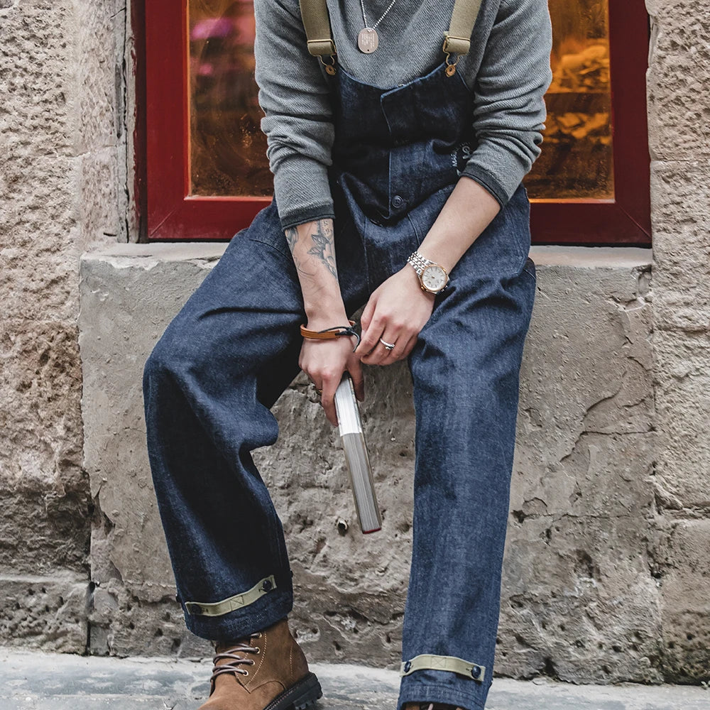 Denim Cargo Jumpsuit Overalls
