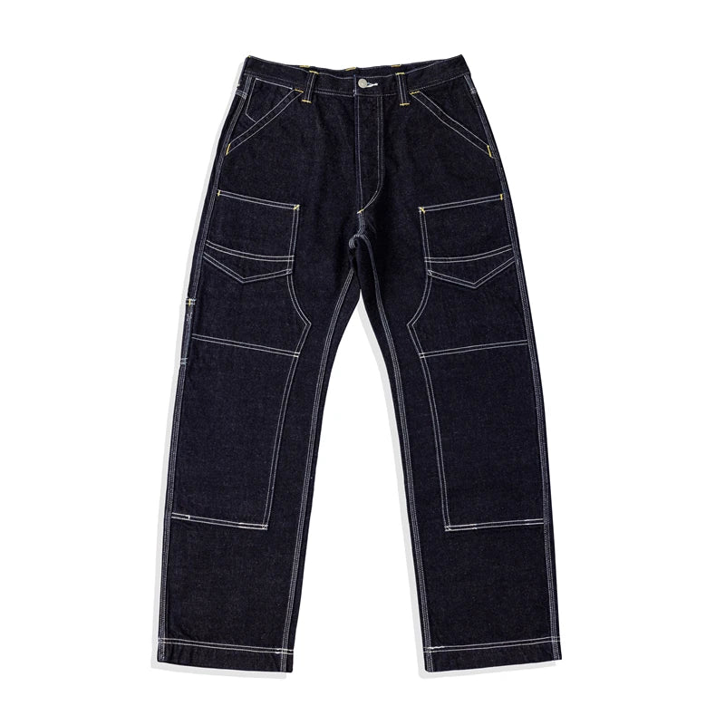 Derrickman Denim Work Pants - Double Knee Triple-Stitch Straight Jeans