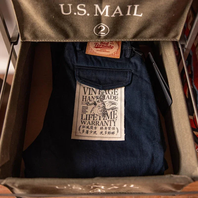 Blue-Black Slim Straight Fit 14oz Indigo Selvedge Denim Jeans