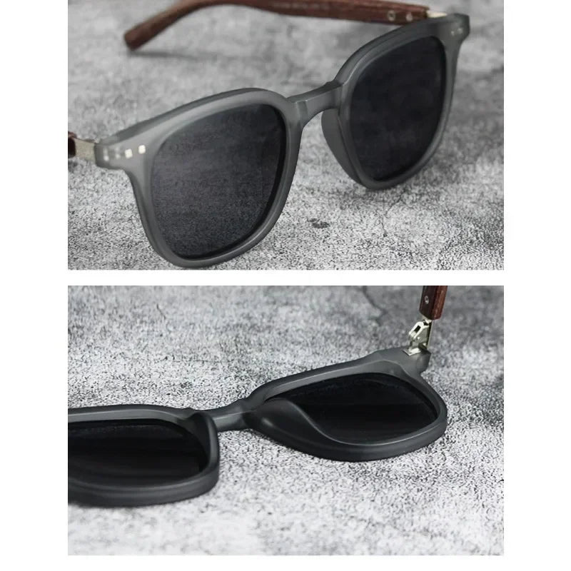 Retro Wood Grain Polarized UV Sunglasses
