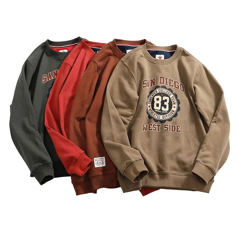 American Retro Long Sleeve O-neck Letter Printed Sweatshirts for Men