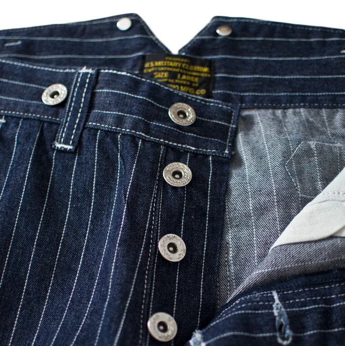 Vintage 13.5oz Wabash Buckle Vertical Striped Raw Blue Denim Jeans