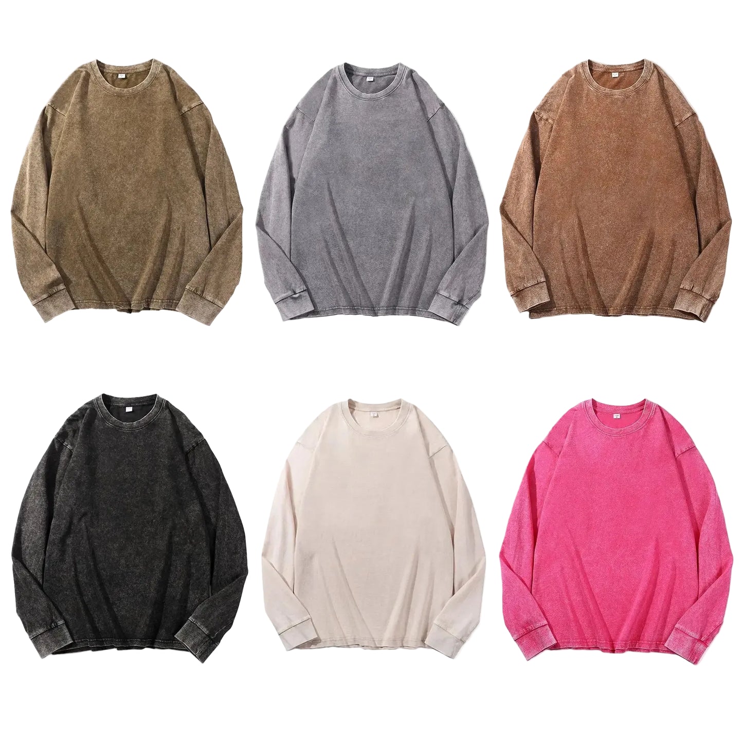 Distressed Long Sleeve Cotton T- Shirt