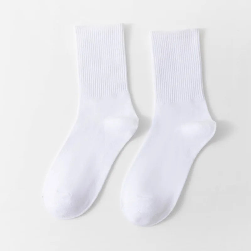 1 Pair Unisex Solid Color Breathable Cotton Socks