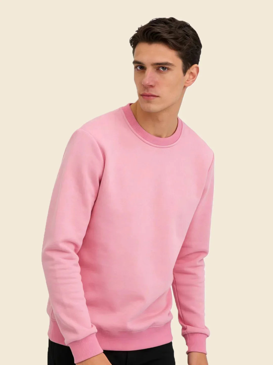 Men's Crew Neck Sweatshirts Solid Color Outdoor Casual Daily Long Sleeve Pullover Hoodie Man Sportswear