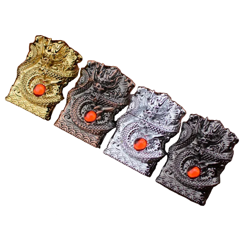 Vintage 3D Metal Relief Open Flame Lighter