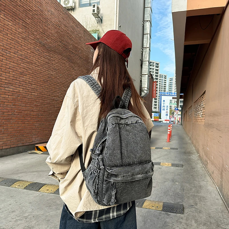 High Quality Large Capacity Denim Backpack