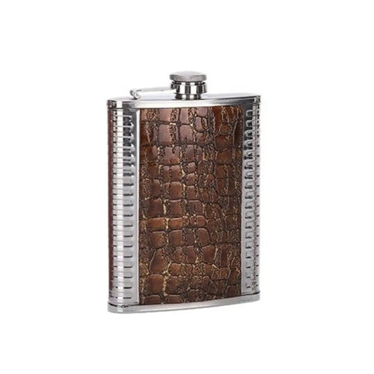 8oz Stainless Steel Hip Flask - Leather Covered