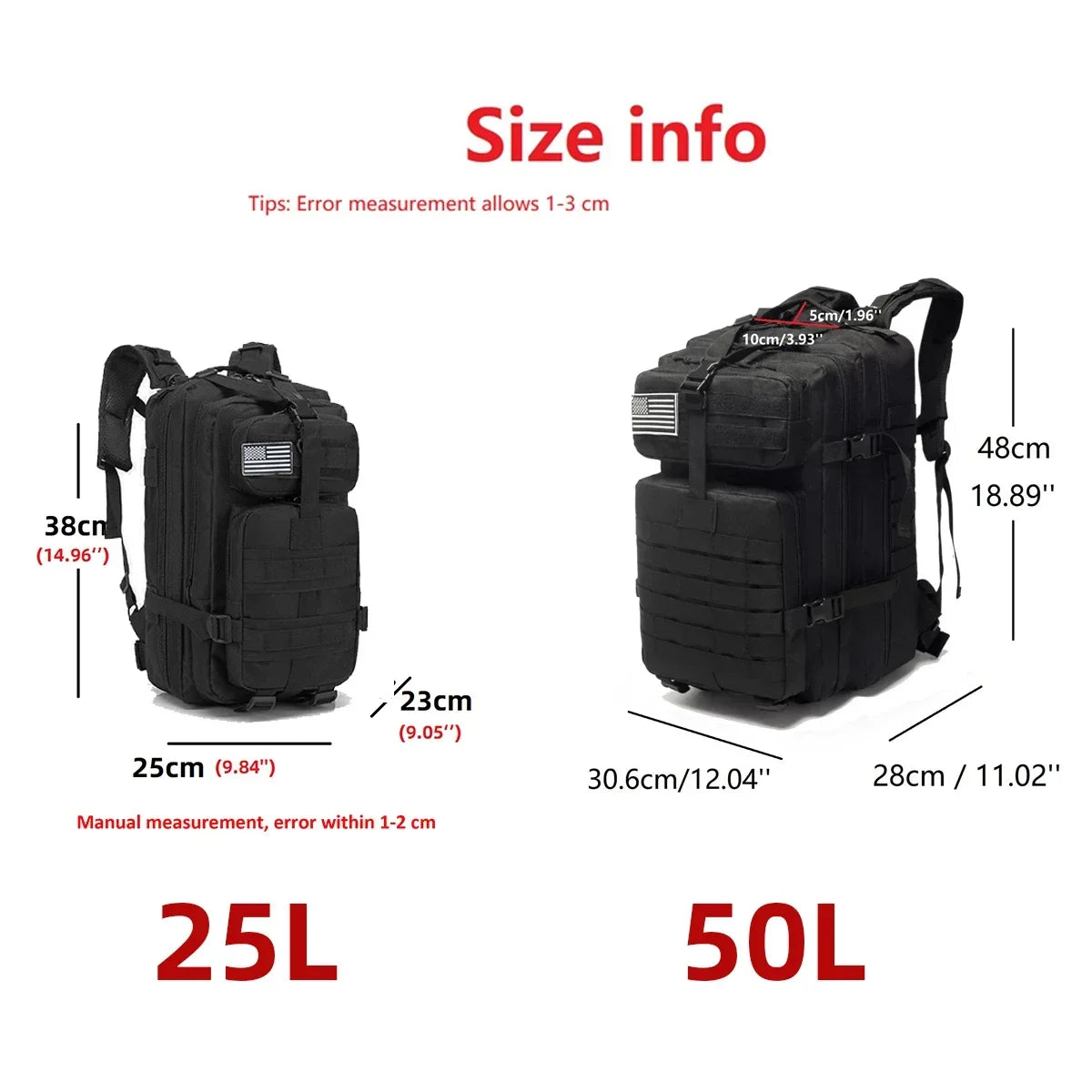 25L/50L Waterproof Nylon Backpack Laptop Ready