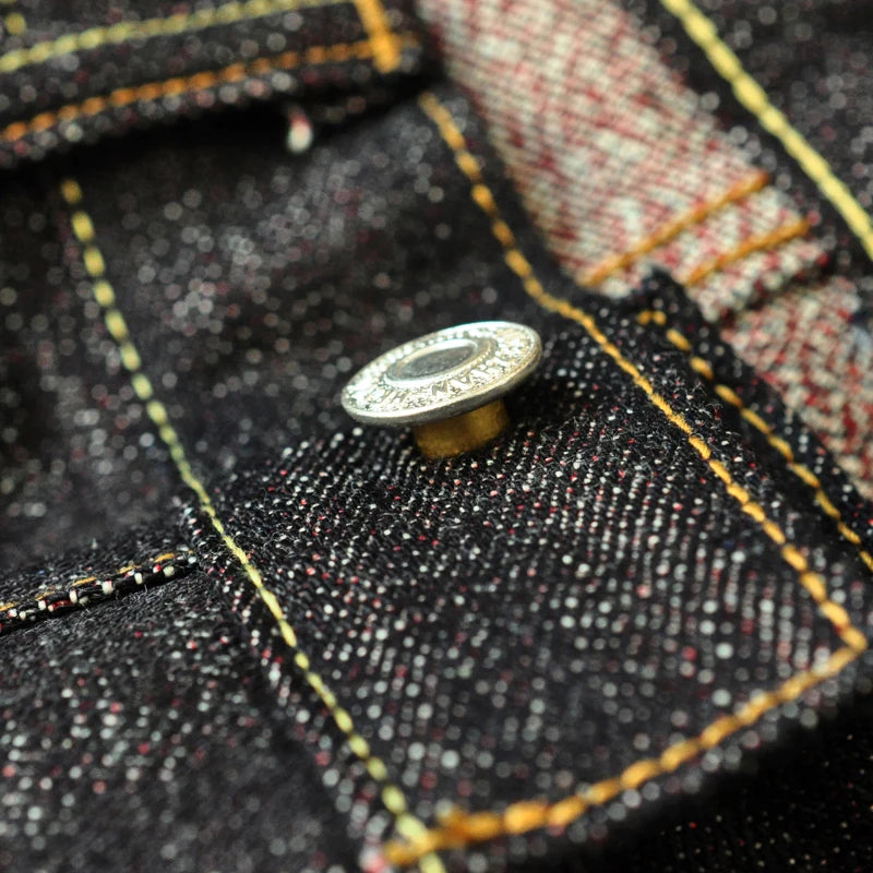 16.8 OZ Raw Selvedge Denim Jeans - Taper Fit  with Silver-plated Buttons