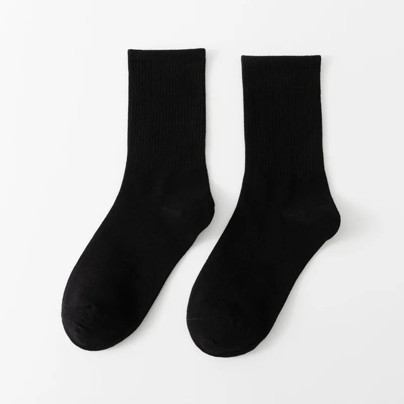 1 Pair Unisex Solid Color Breathable Cotton Socks