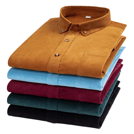 100% Cotton Men's Corduroy Long Sleeve Shirt