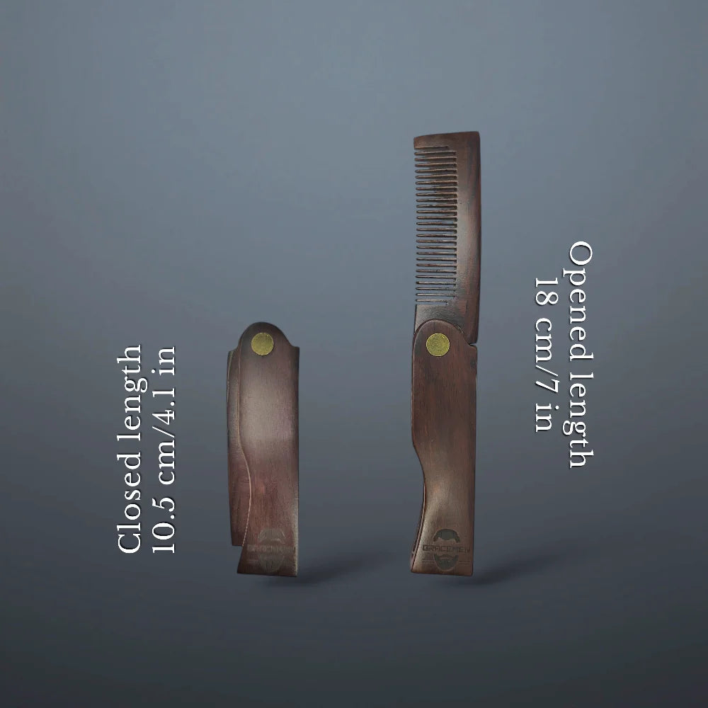 Dark Sandalwood Folding Beard Comb