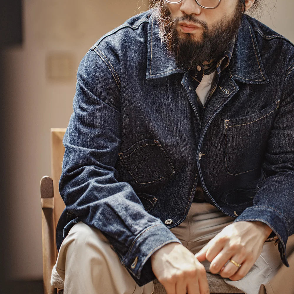 Asymmetrical Four-pocket 14.8oz Denim Jacket