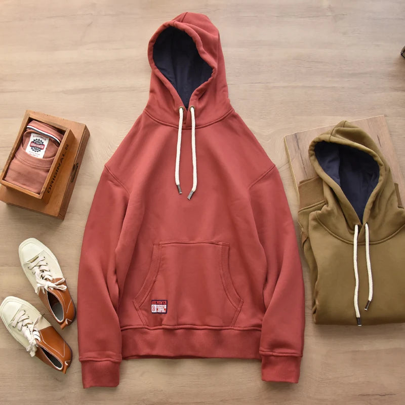 Vintage Solid Color Washed Heavyweight Hoodie