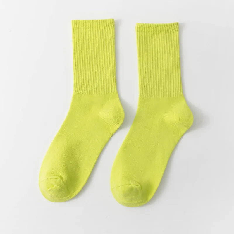 1 Pair Unisex Solid Color Breathable Cotton Socks