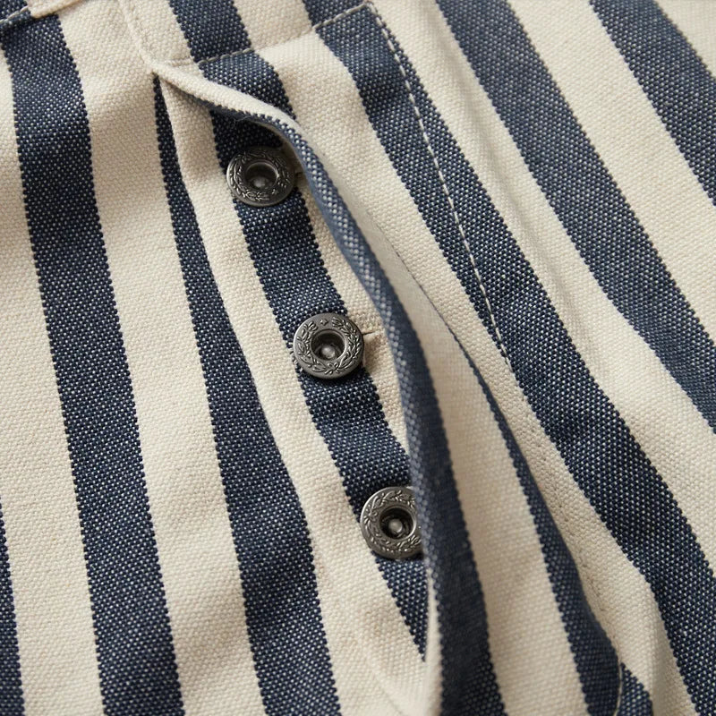 Men's Vintage American Retro Wabash Denim Striped Overalls - 100% Cotton