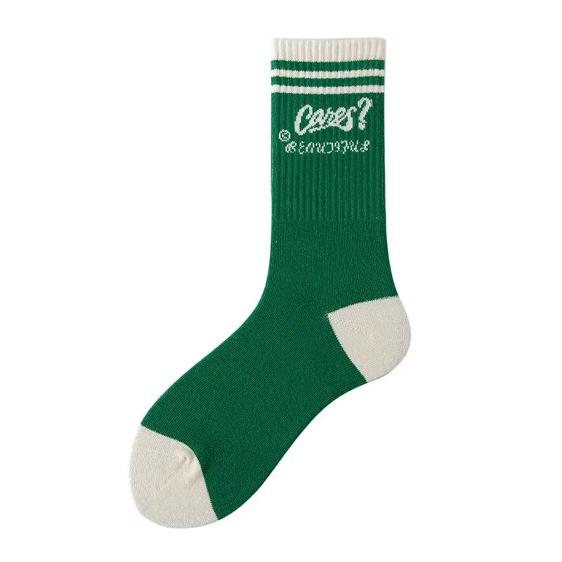 Green Japanese Cotton Mid Tube Socks