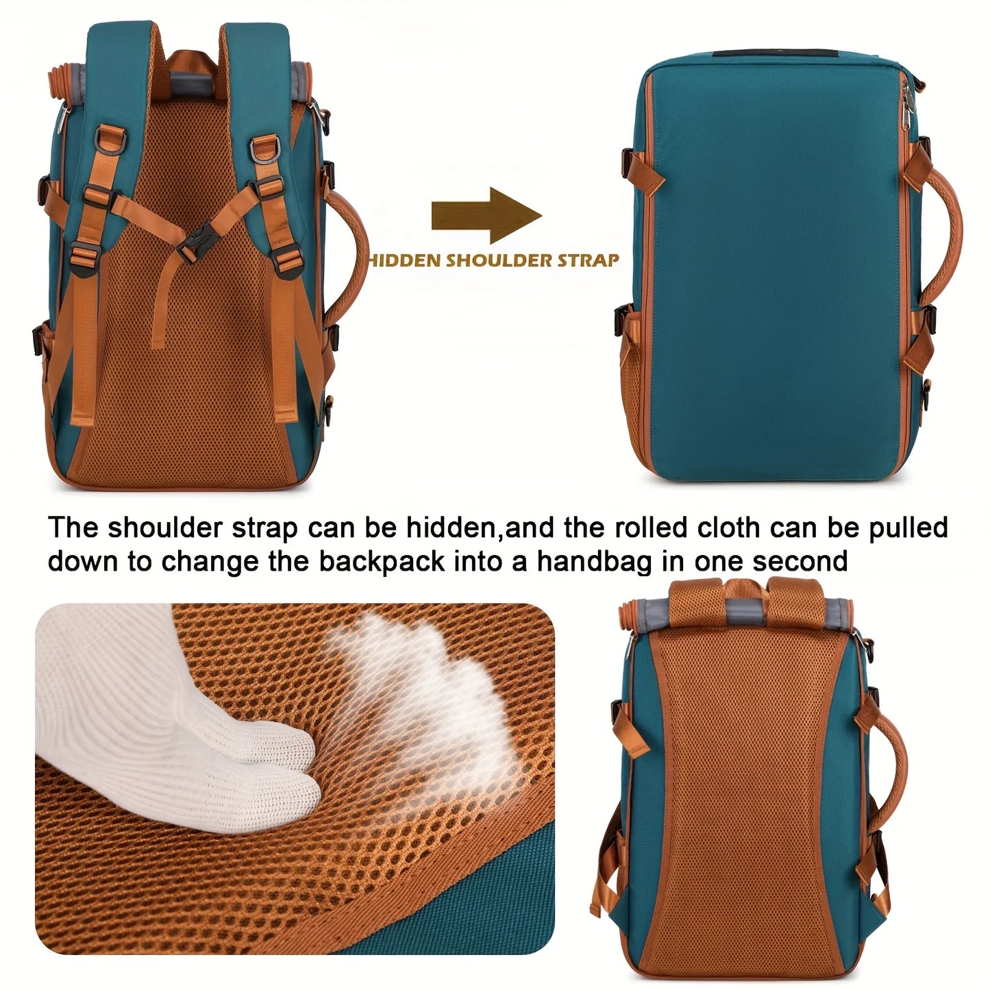 Large Capacity Lightweight Convertible Backpack with Laptop Compartment