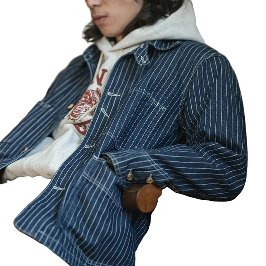 Non Stock 1930s Wabash Stripes Jacket Vintage Men's Workwear Railway Denim Coat