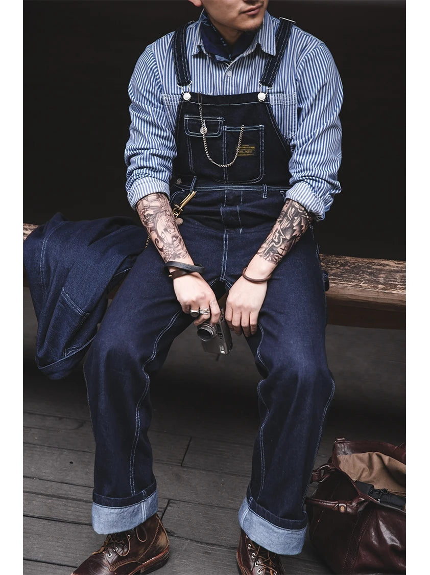 Men's Denim Jeans Retro Primary Overalls American Vintage Style Jeans