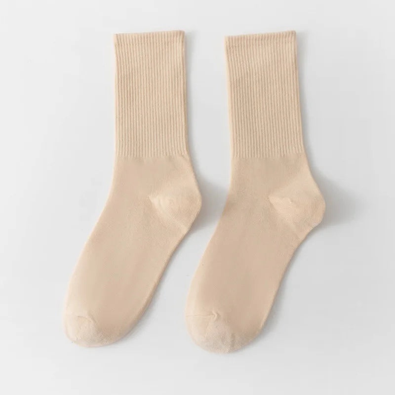 1 Pair Unisex Solid Color Breathable Cotton Socks