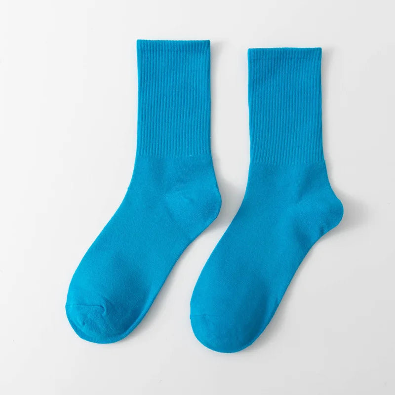 1 Pair Unisex Solid Color Breathable Cotton Socks