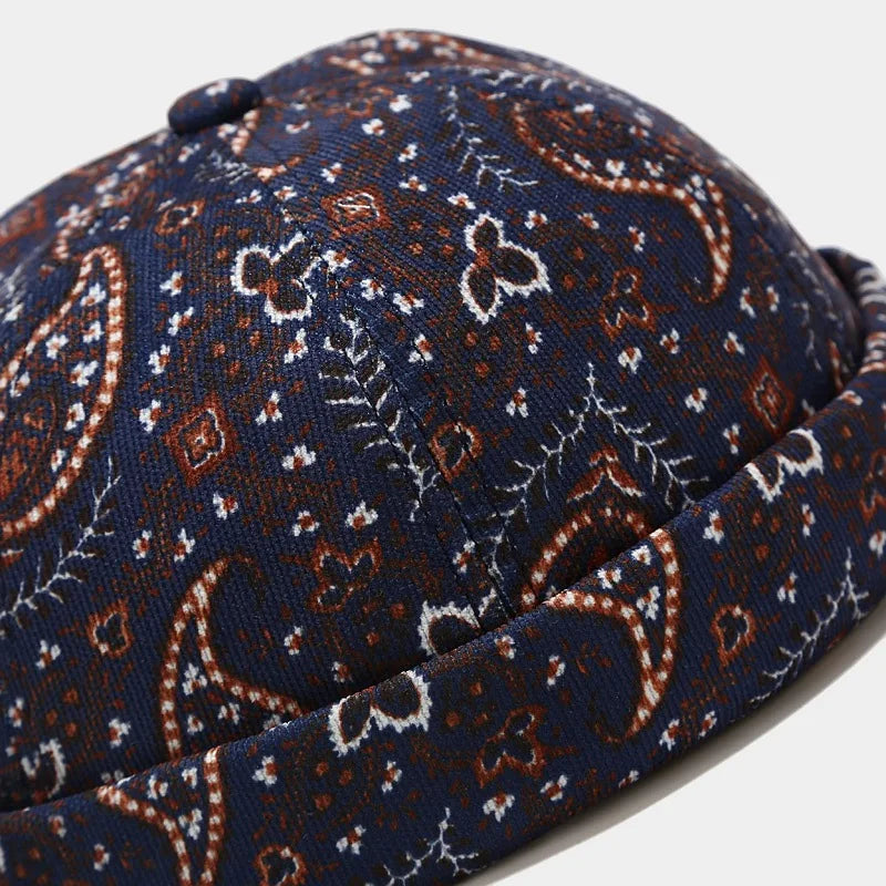 Cotton Paisley Brimless Docker Caps