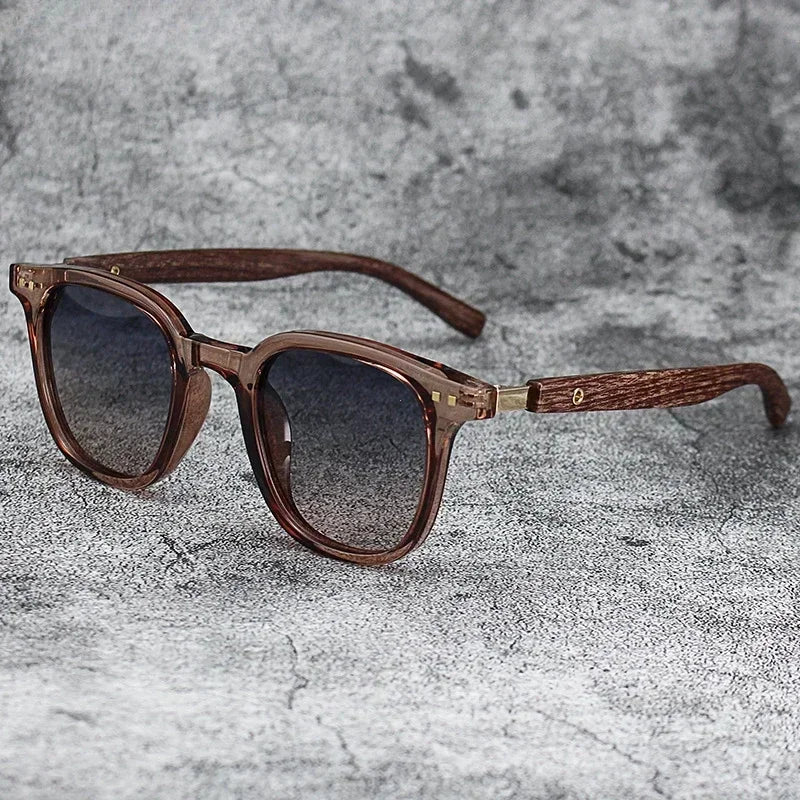 Retro Wood Grain Polarized UV Sunglasses