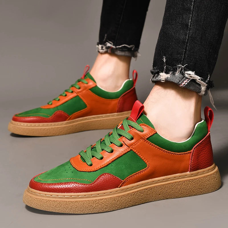 Men's Thick Soled Casual Leather Sports Sneakers